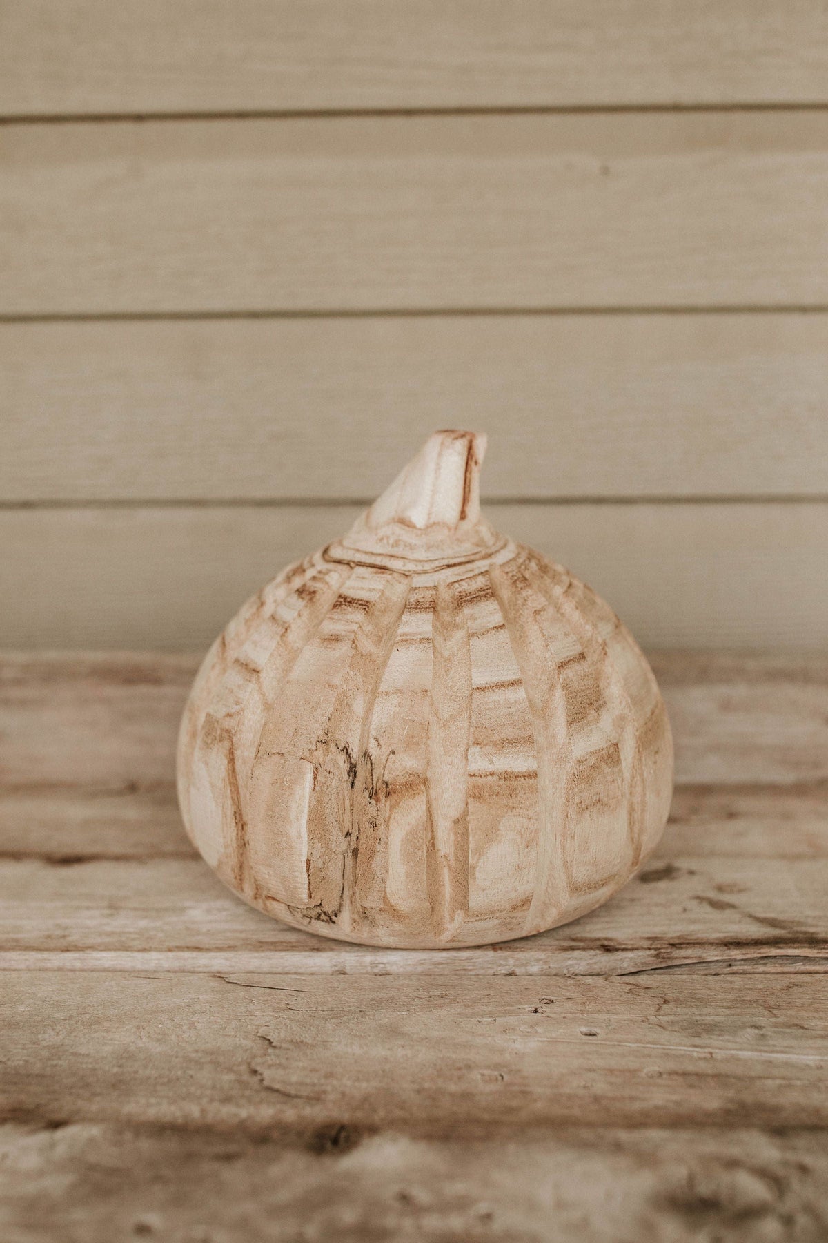 Carved Natural Wood Pumpkins