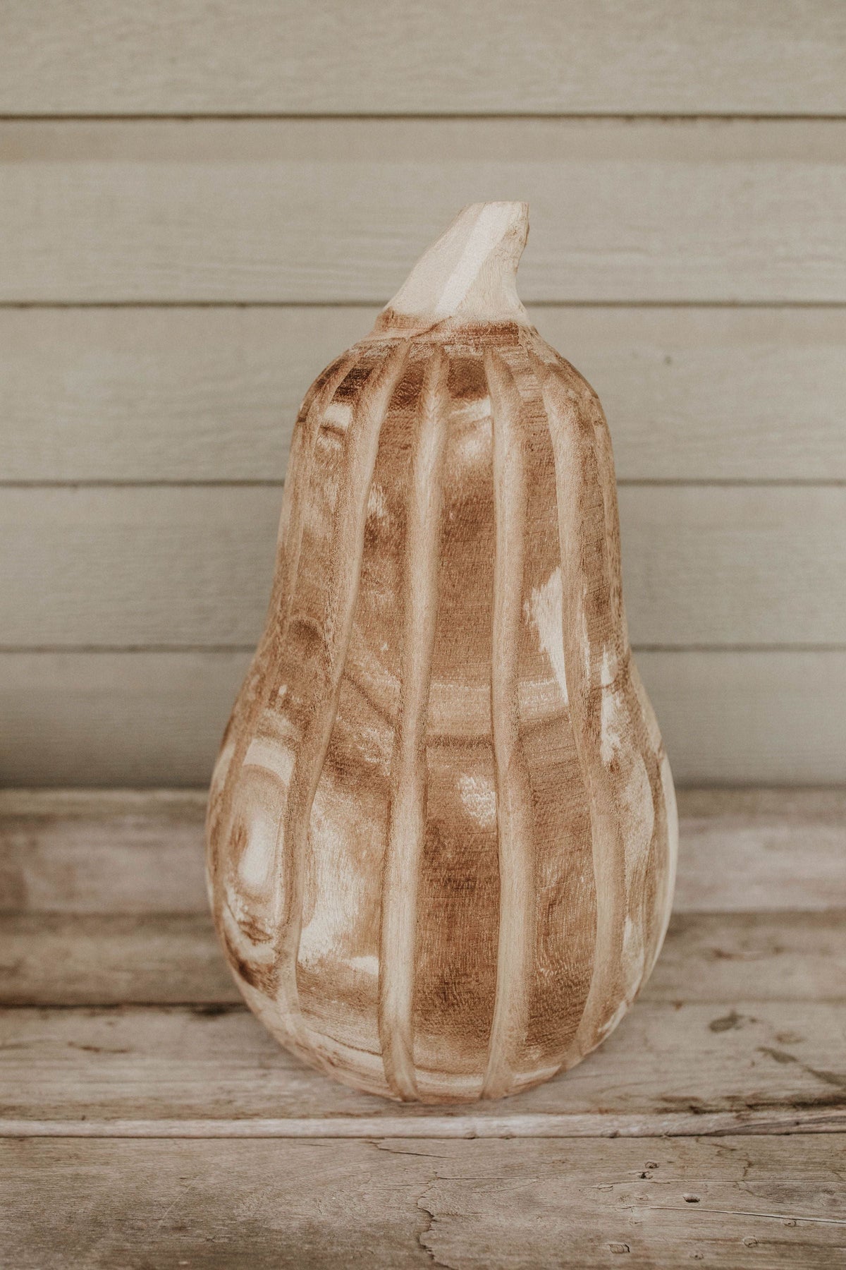 Carved Natural Wood Pumpkins