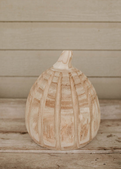 Carved Natural Wood Pumpkins