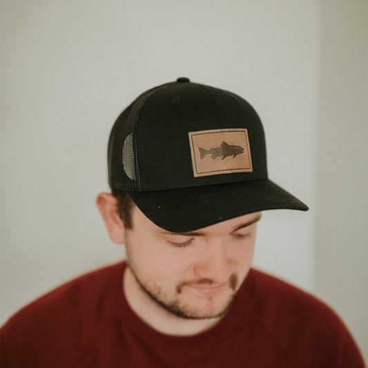 Leather Fish Patch Trucker Hat