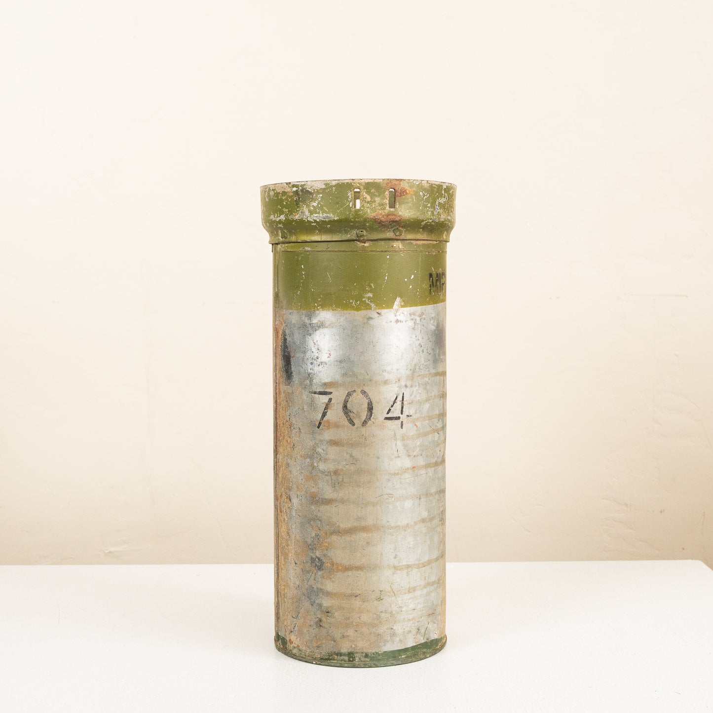 Antique Galvanized Canister - Olive Green
