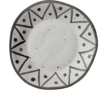 Hand-Painted Zigzag Dotted Pattern Plate