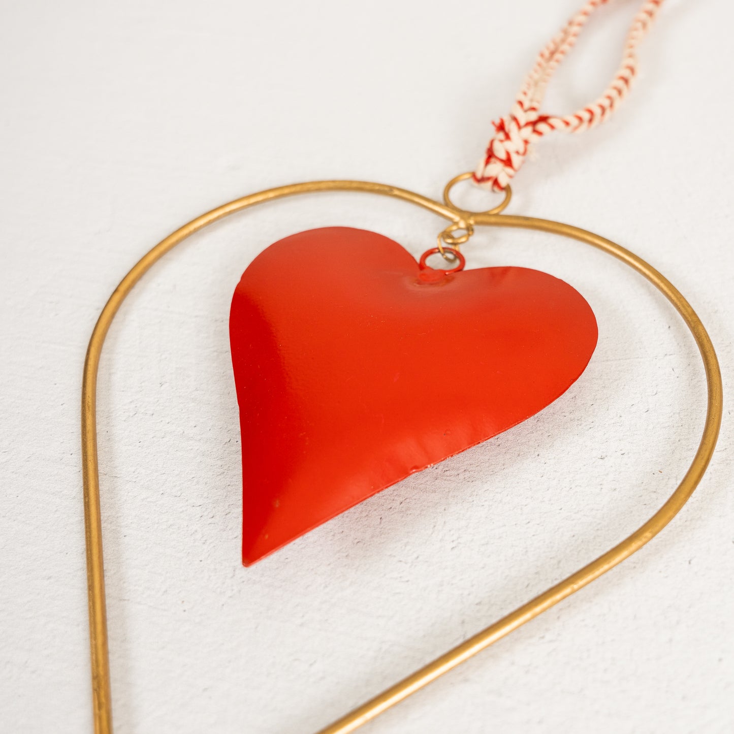 Red & Brass Heart Hanger