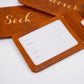 Brown Faux Leather Luggage Tags