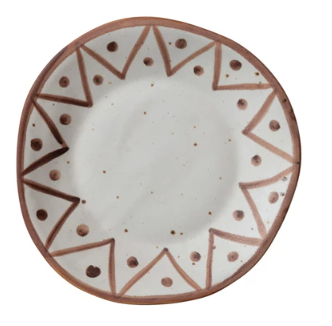 Hand-Painted Zigzag Dotted Pattern Plate