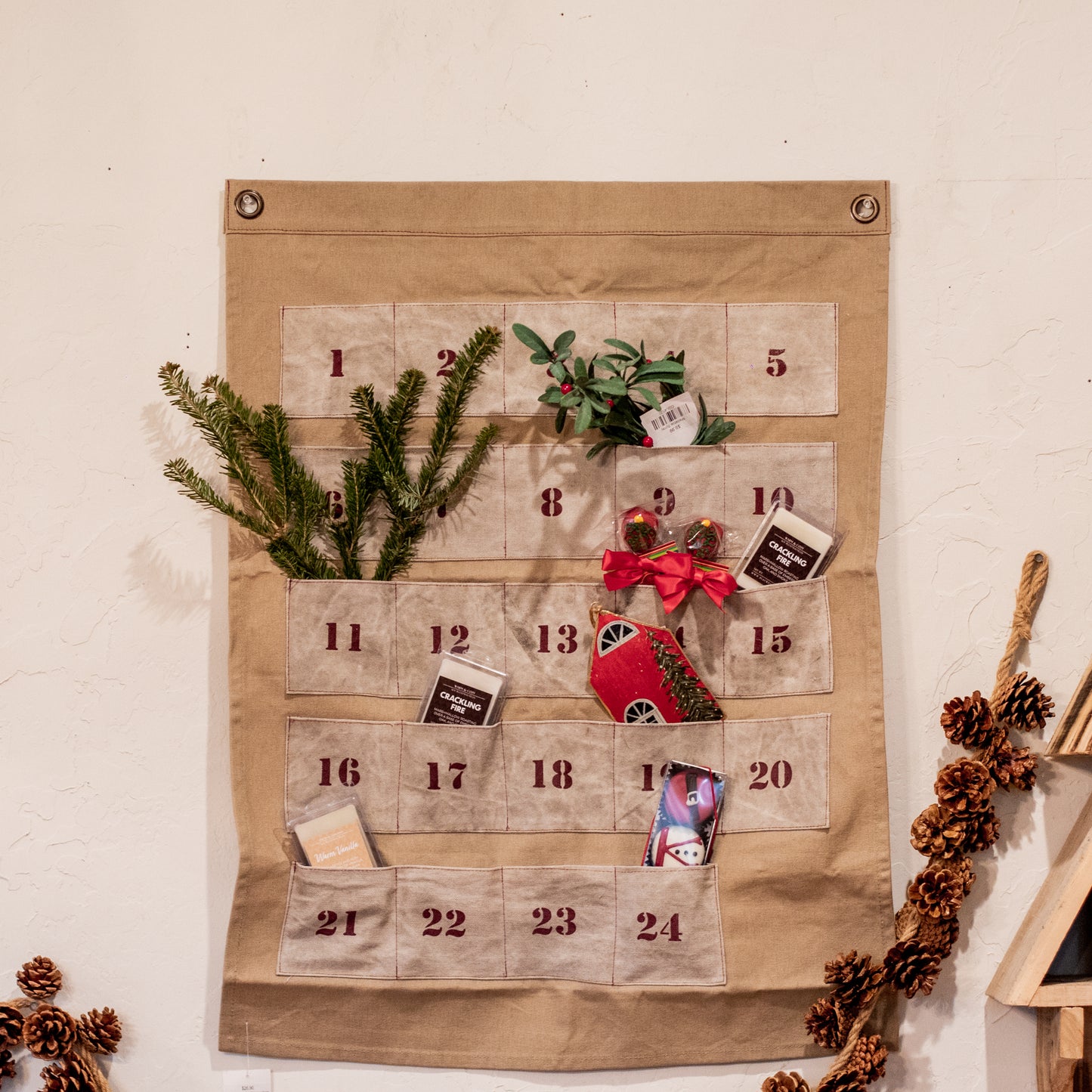 Canvas Advent Calendar Wall Hanging with Pockets