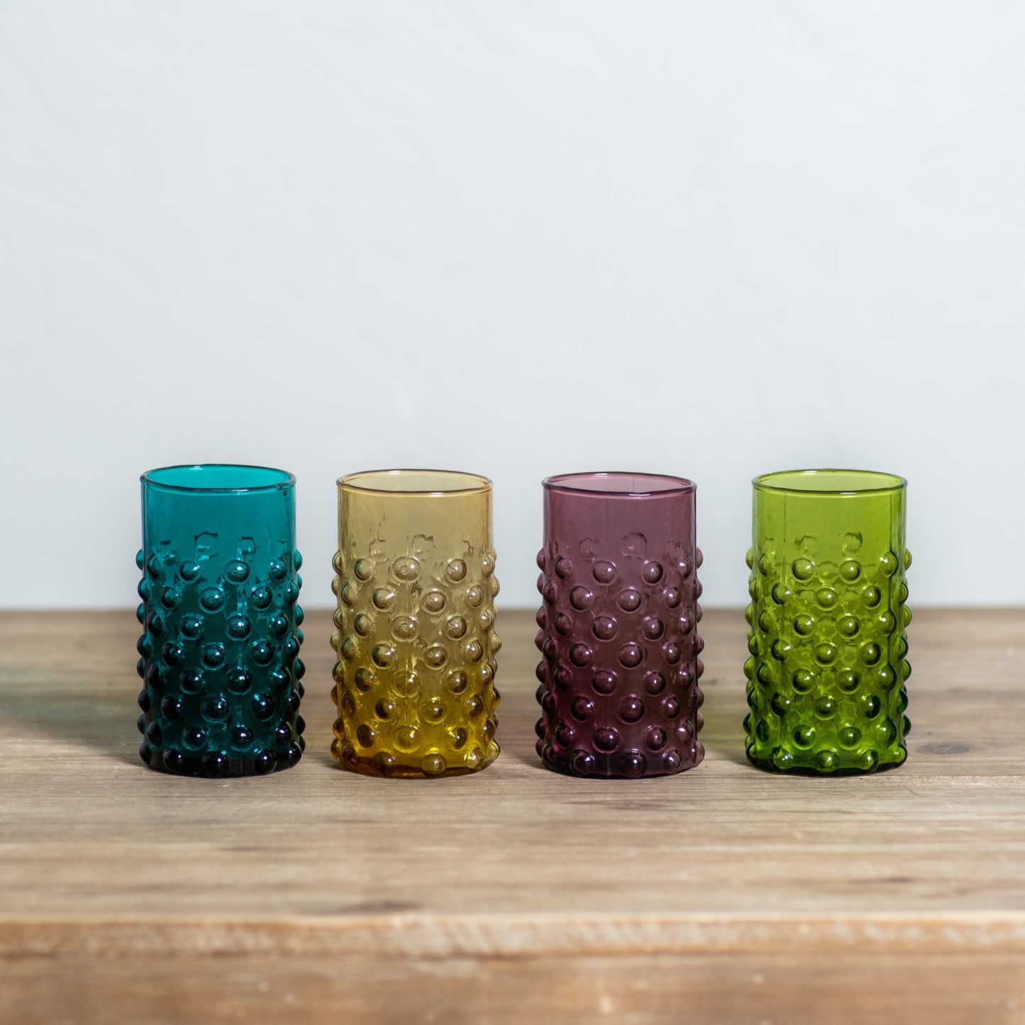 Colorful Hobnail Drinking Glass
