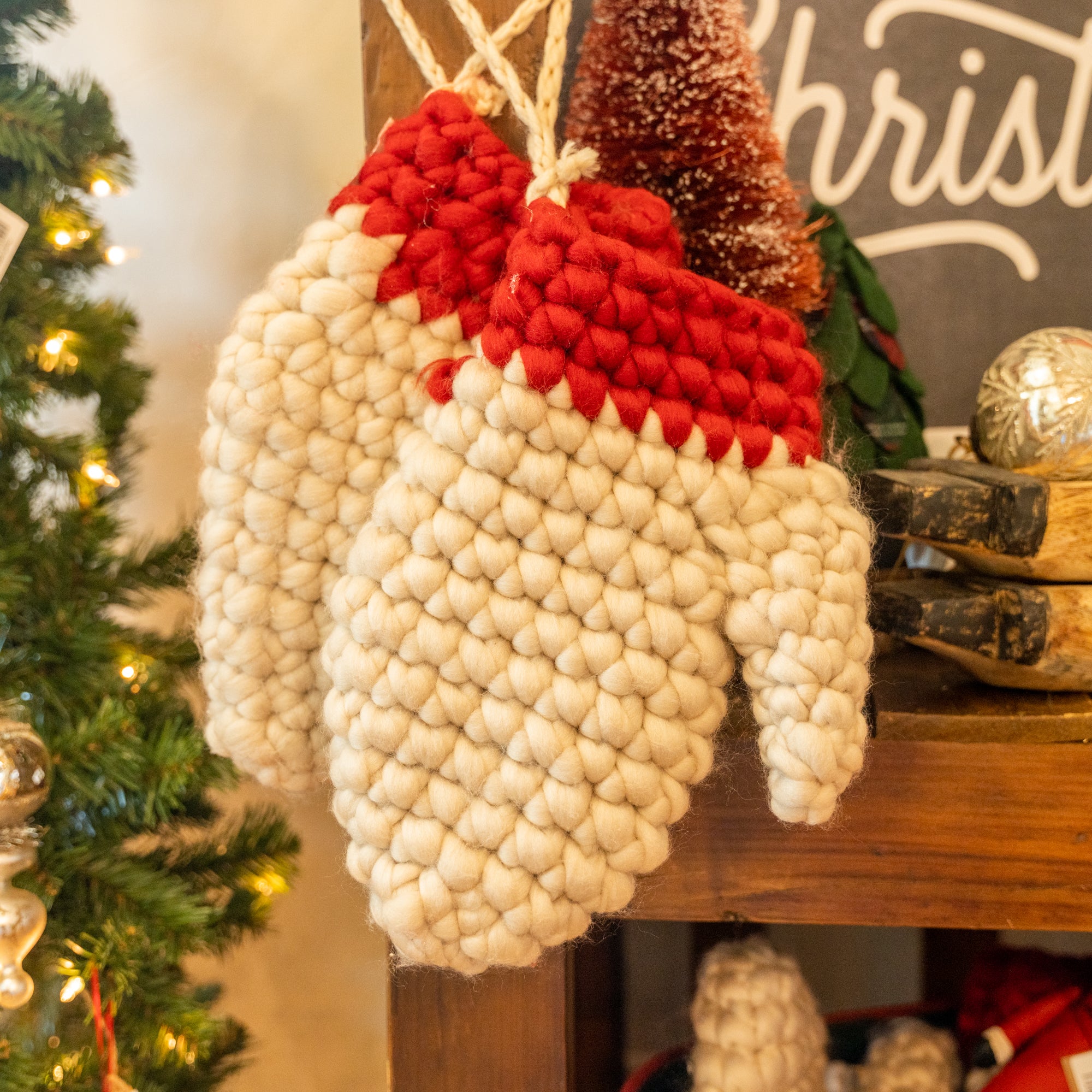 Rustic Mitten Stocking Crocheted Mitten Stocking | 80 Acre Market – 80AcreMarket.com