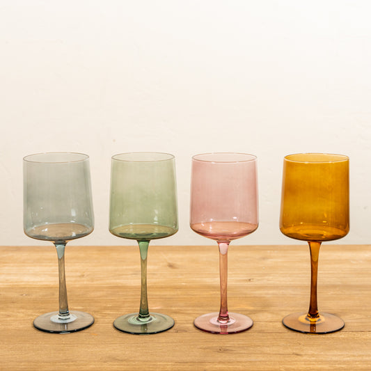 Cylinder Bowled Wine Glass, 4 Colors