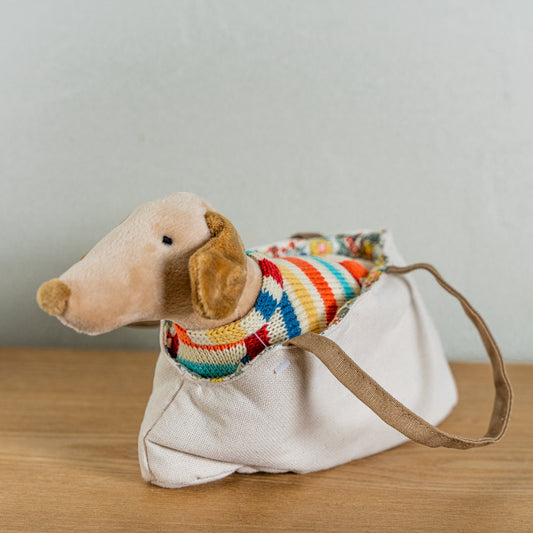 Dachshund Stuffed Animal in Dog Carrier