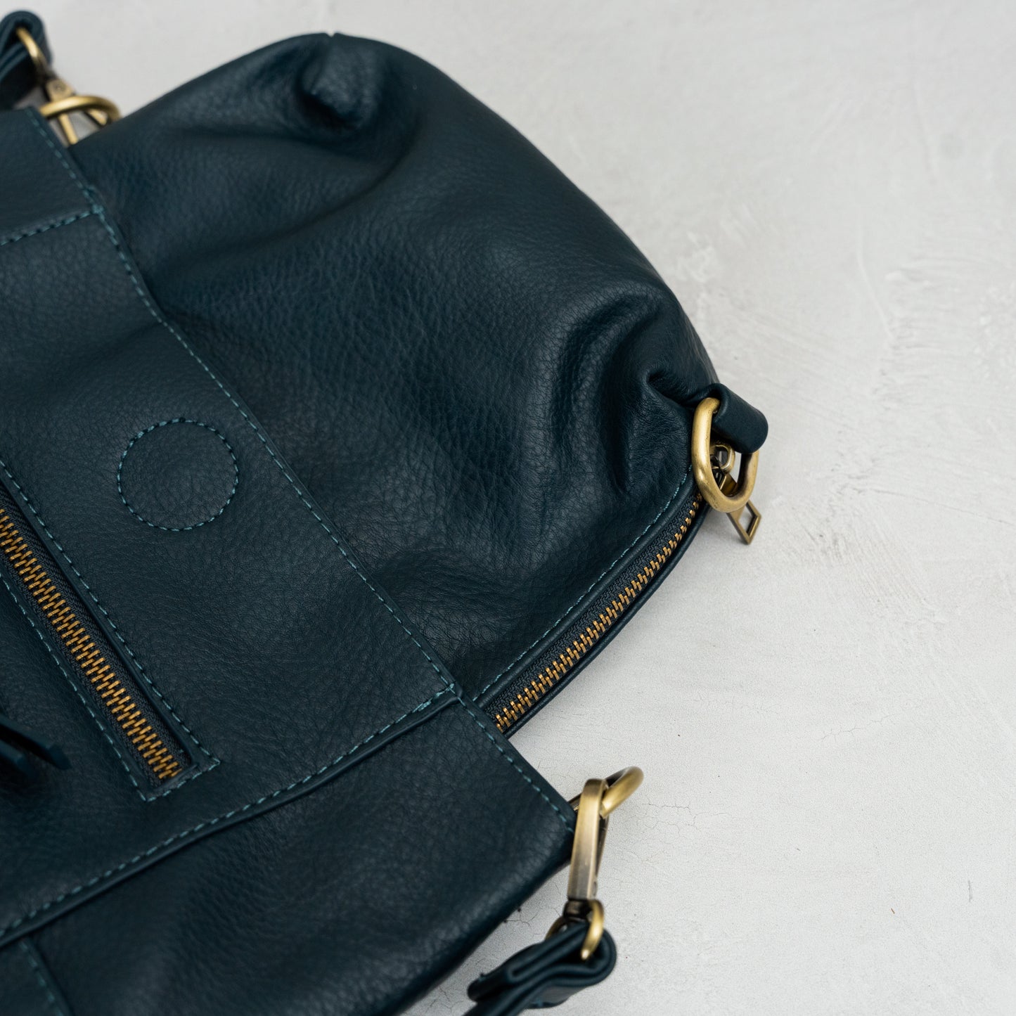 Dark Blue Leather Bucket Bag