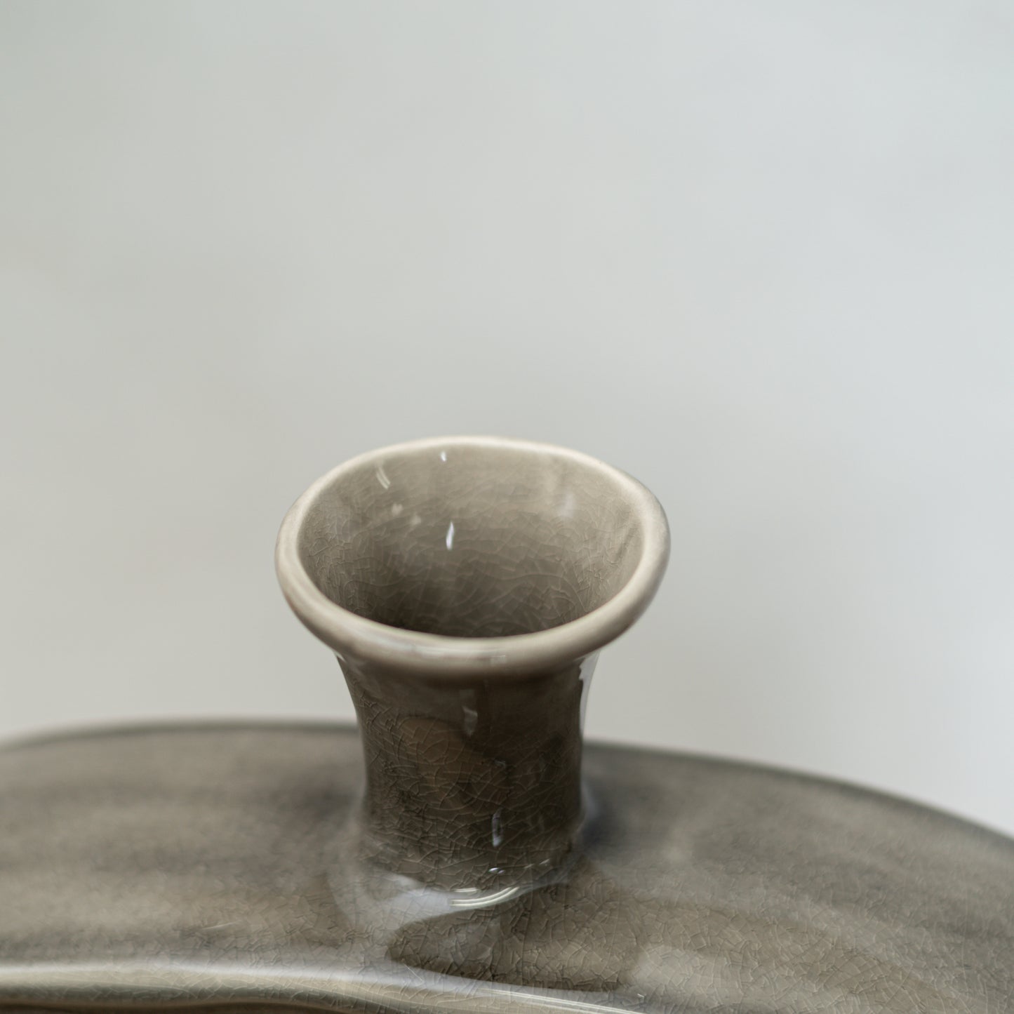 Flat Grey Ceramic Vase