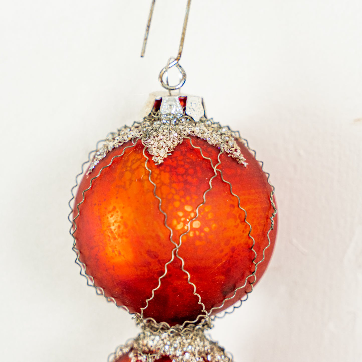 Red Glass Ornament with Glitter