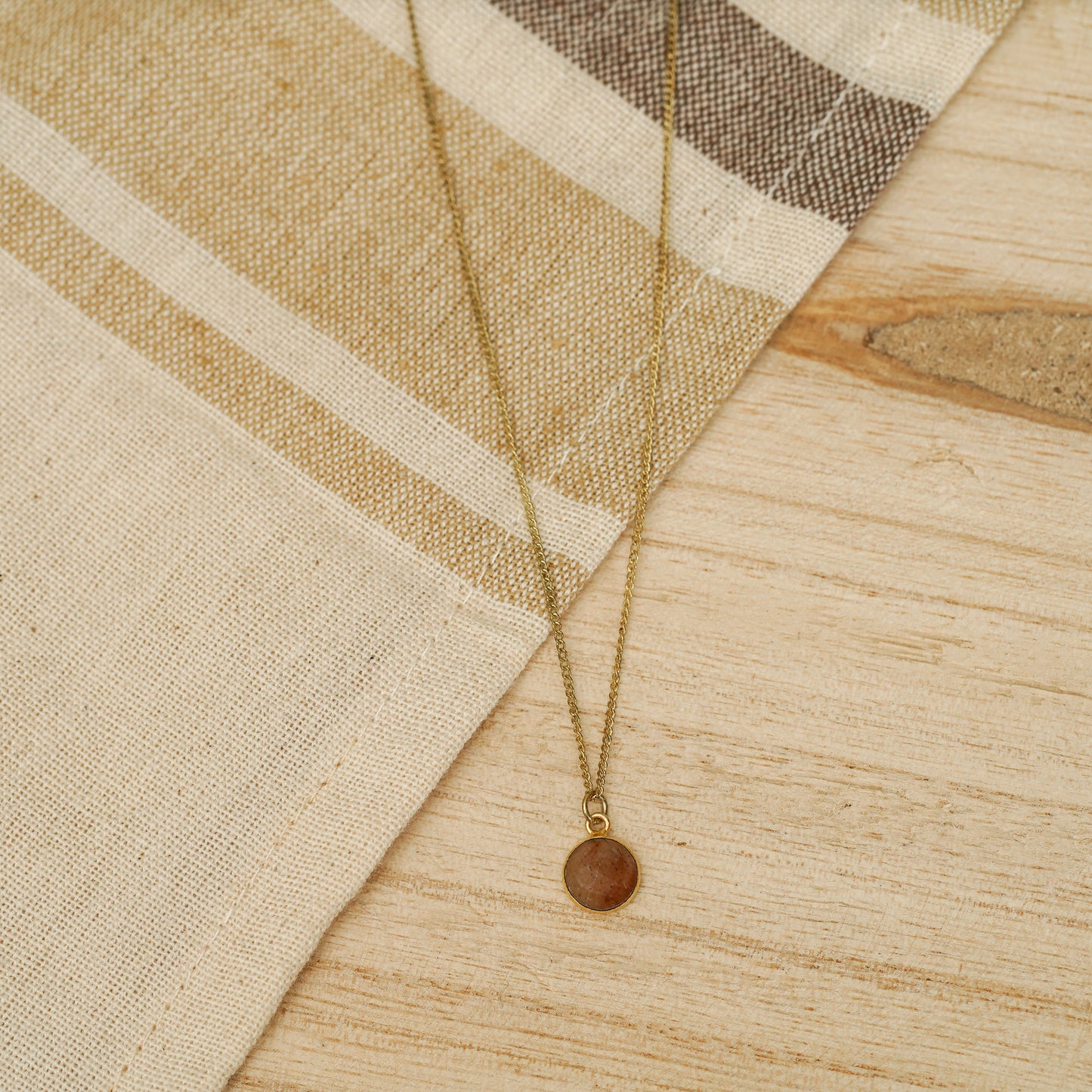 Gold Chain Necklace with Gemstone Pendant