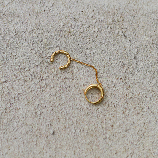 Gold Hoop Earring with Chain Ear Cuff
