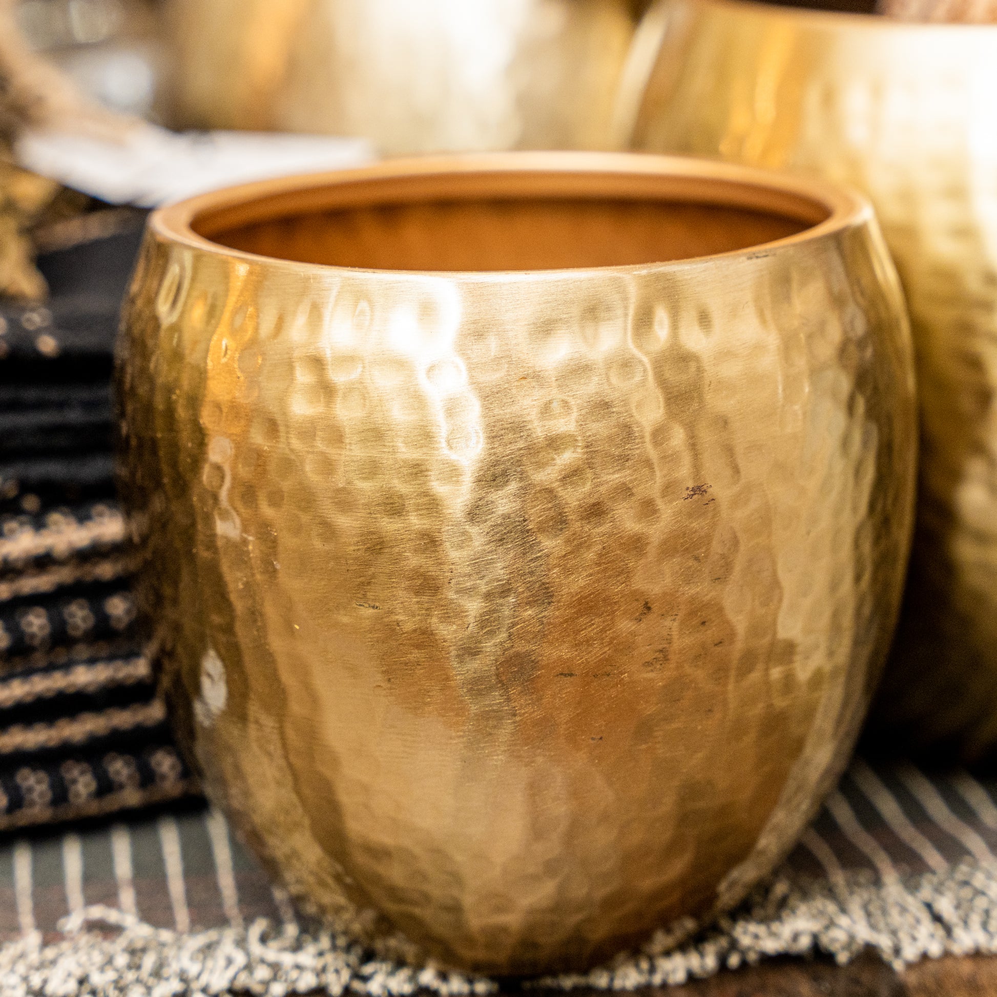 hammered metal plant pot Hammered Metal Planters, Set of 2