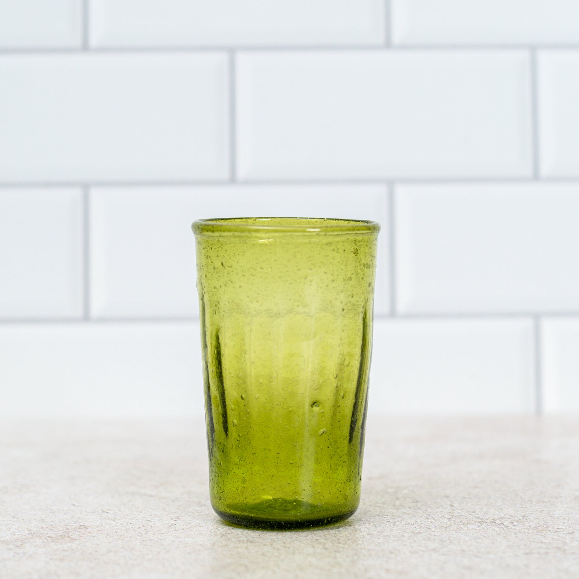 Twist | Lime Green Hand-Blown Drinking Glass | glassybaby