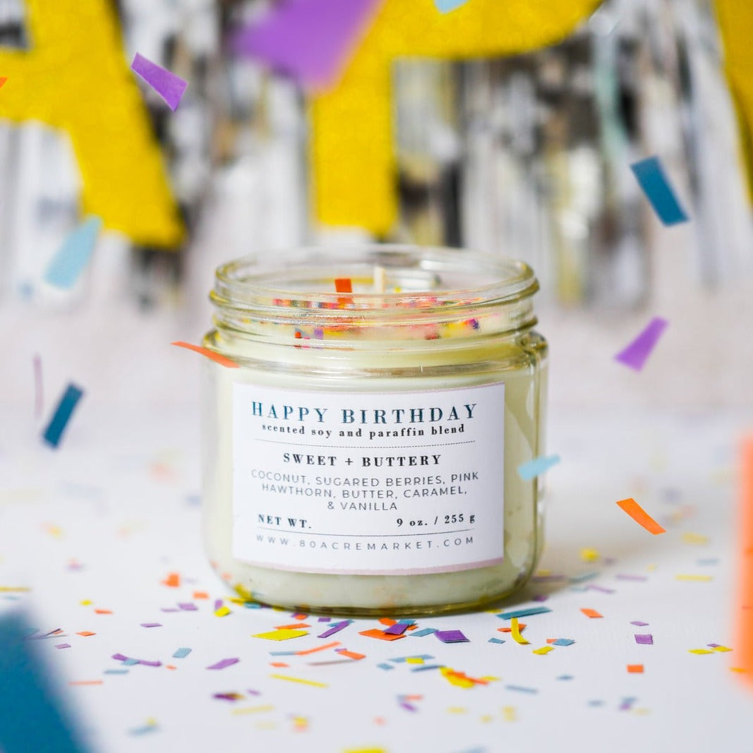 Happy Birthday Glass Candle