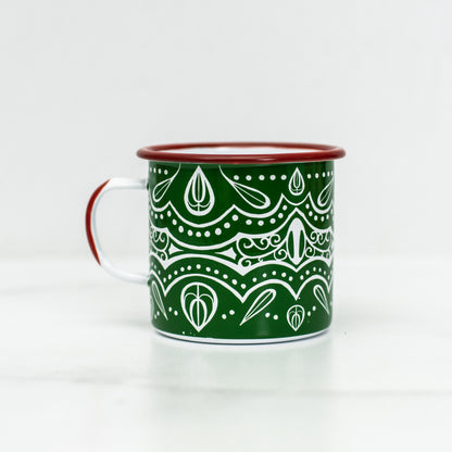 Holiday Geometric Pattern Enamelware Mug