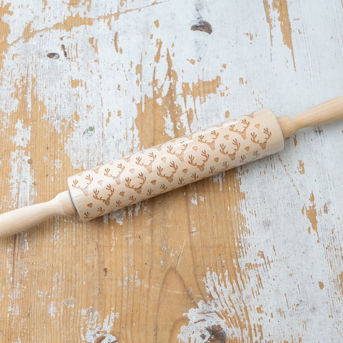 Holiday Pattern Carved Rolling Pin