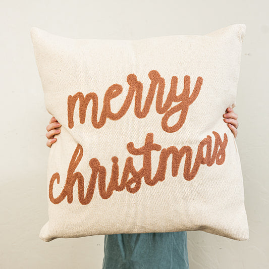 "Merry Christmas" Embroidered Pillow