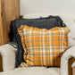 Orange Plaid Pillow with Fringe