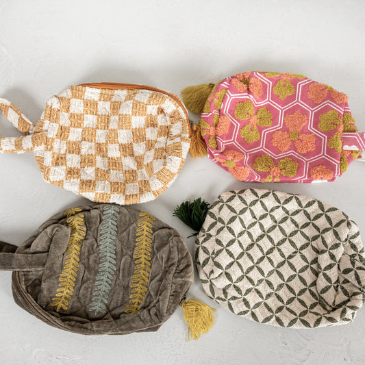 Patterned Zip Pouch with Tassel