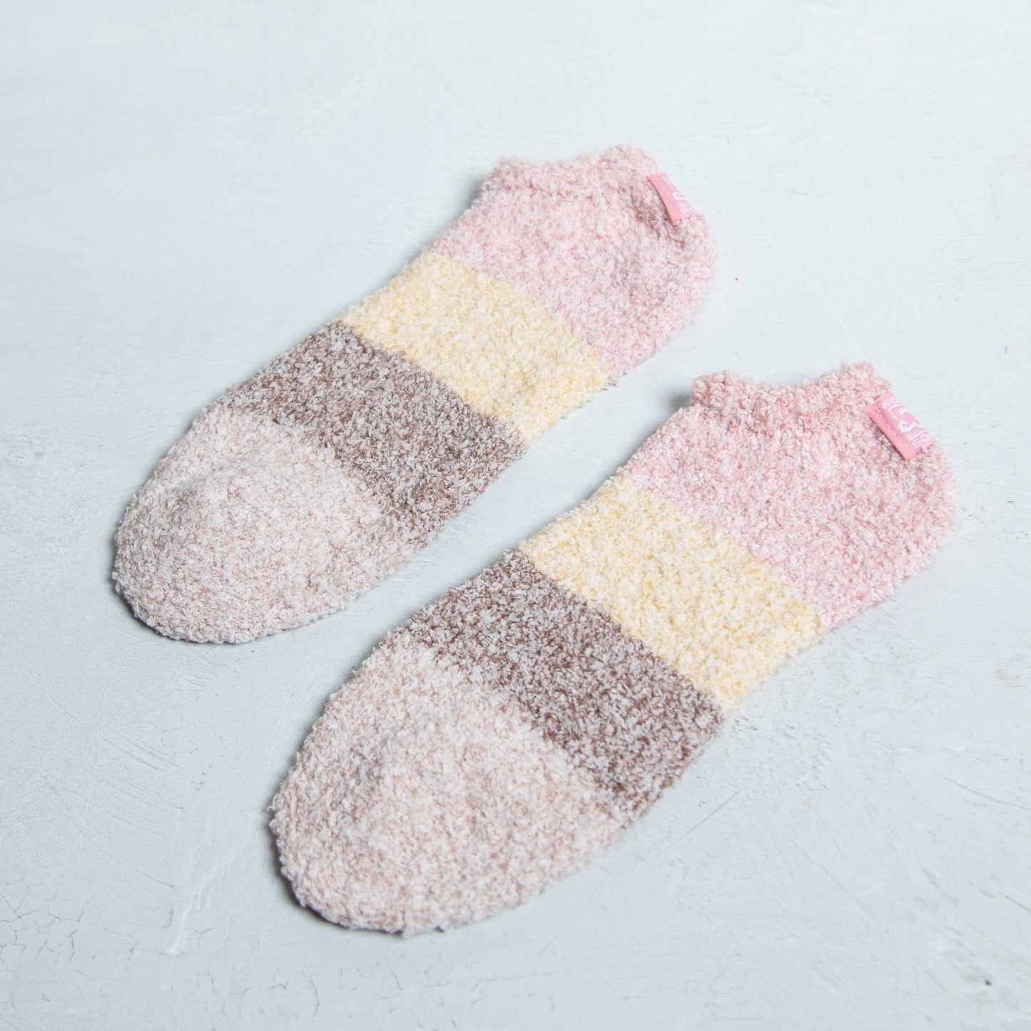 Pink, Yellow, & Brown Striped Ankle Socks