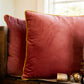 Rust with Mustard Piping Velvet Pillow
