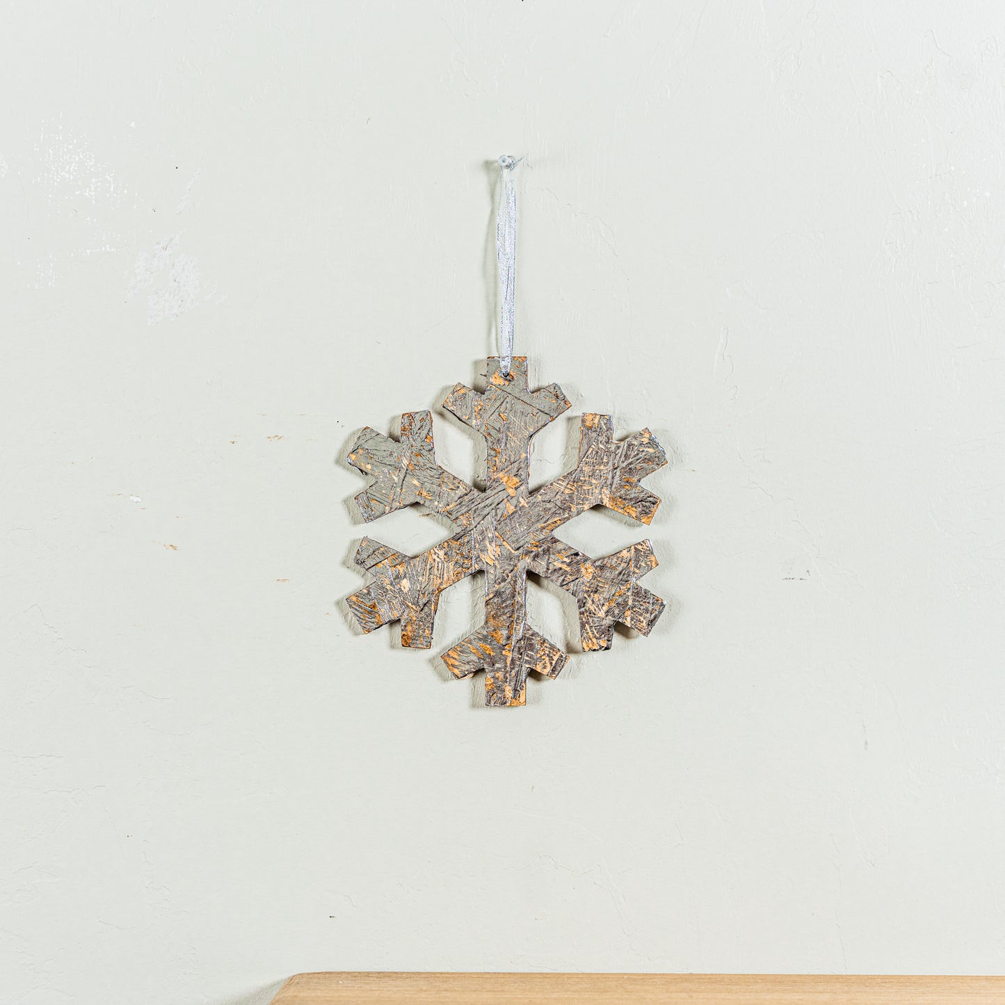 Rustic Silver Snowflake Ornament, Small