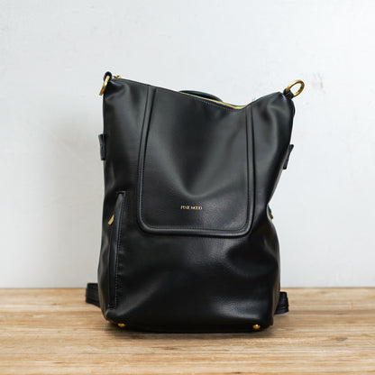 Small Top Zip Leather Backpack