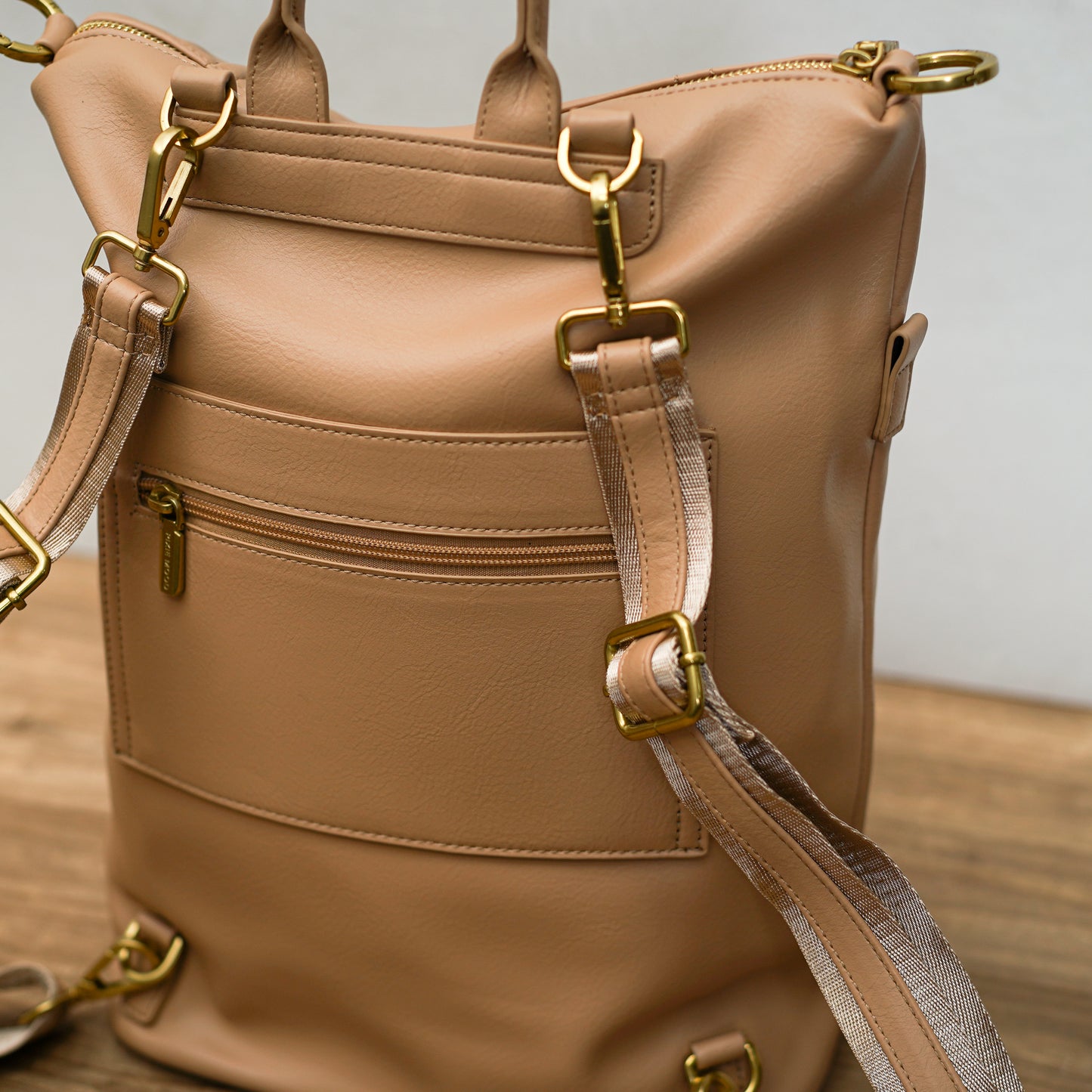 Small Top Zip Leather Backpack