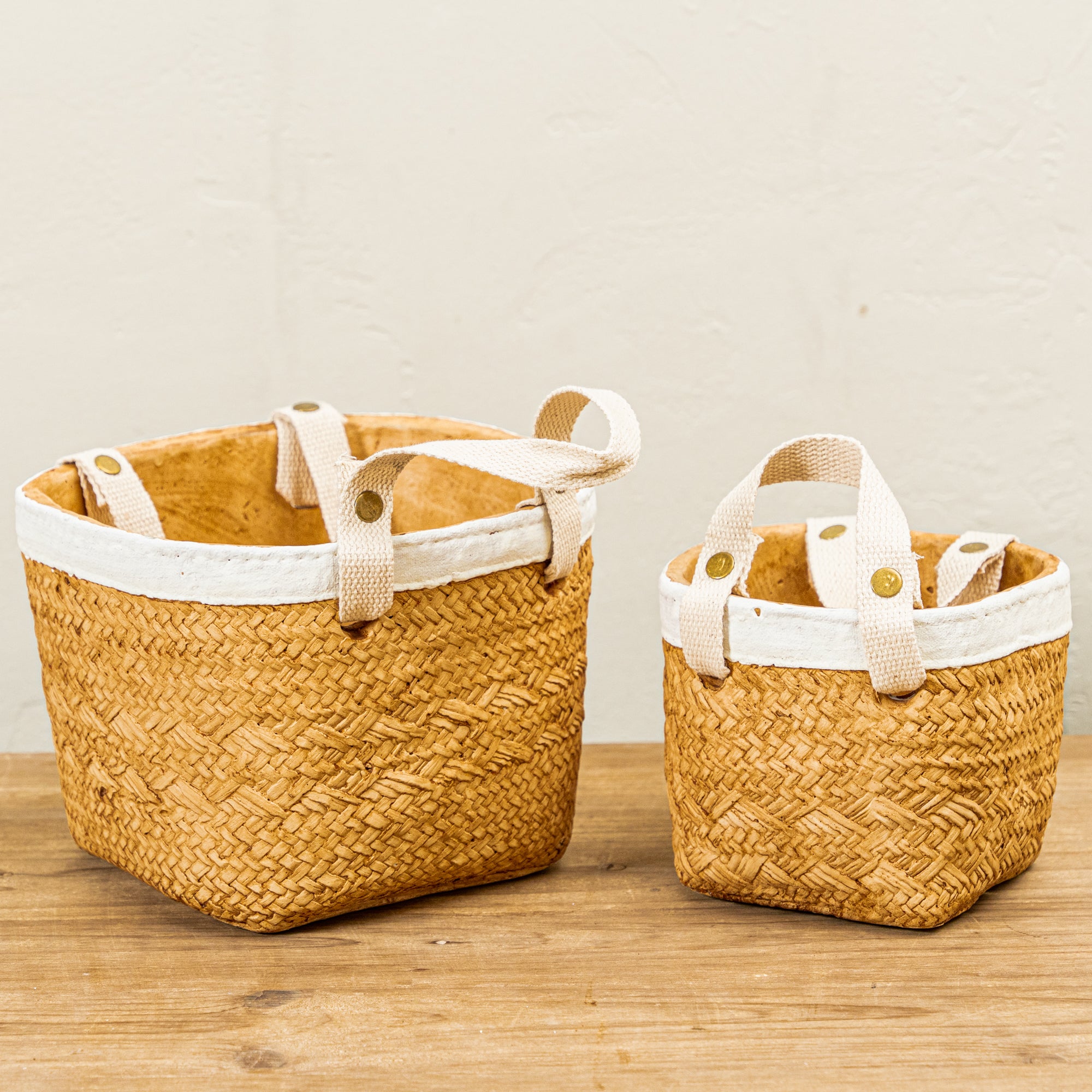 Stoneware Woven Basket Planters 80 Acre Market