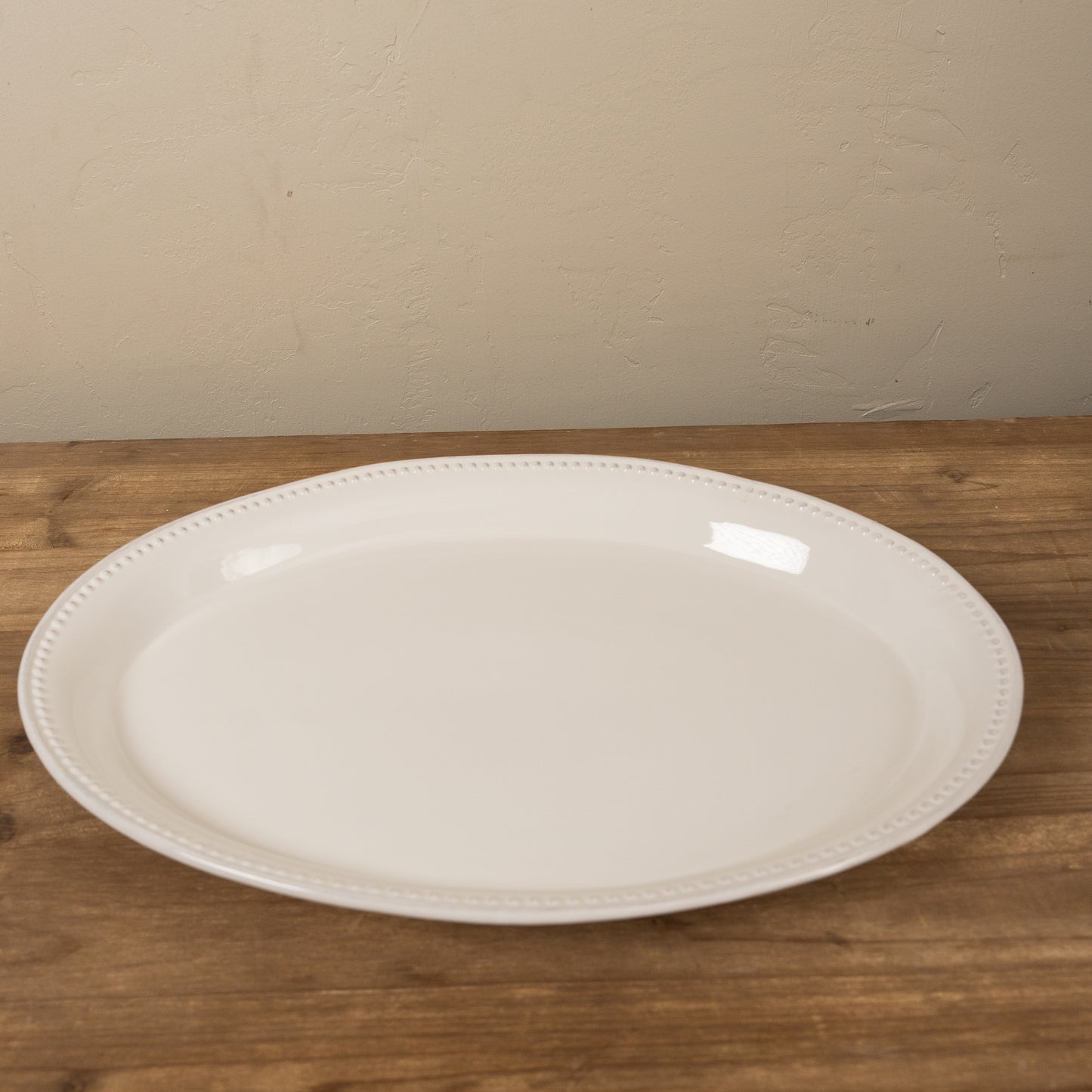 White Beaded Rim Oval Plate