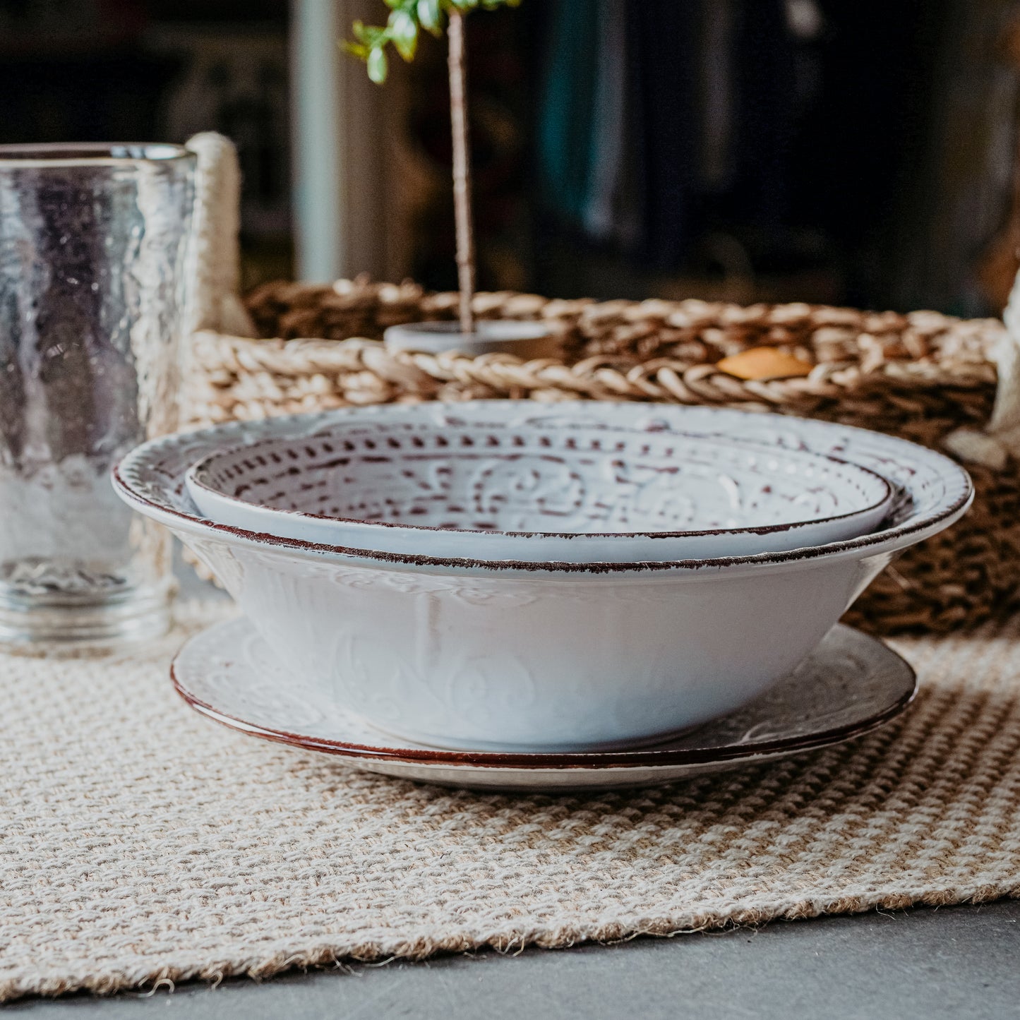 Rustic Flare Cream Serving Bowl