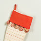 White & Red Kantha Stitch Stocking with Pom Poms