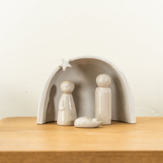 White Stoneware Nativity Set