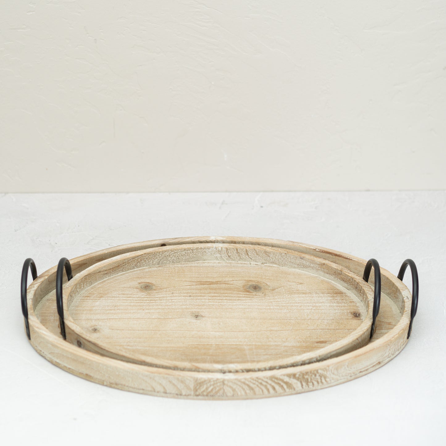 Wood Tray with Metal Handles