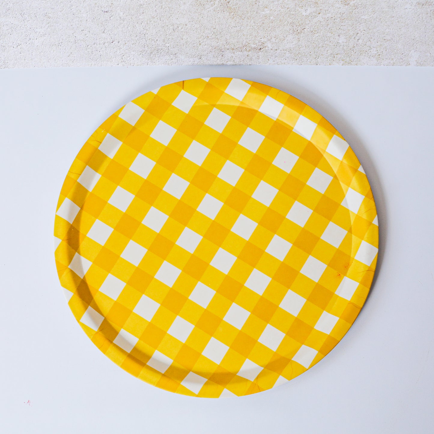 Yellow Check Serving Tray