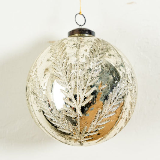 Botanical Etched Mercury Glass Ornament, 5"