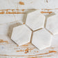 Hexagon White Marble Coaster Set